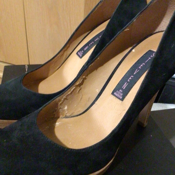 Steve Madden Black Suede Pumps with Wood Heel and Platform - Picture 8 of 8